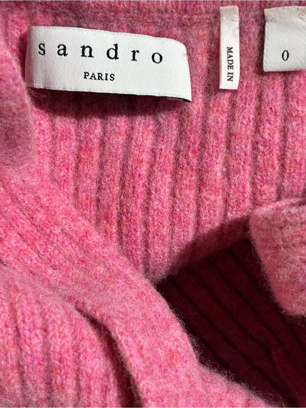 Sandro Twiny Ribbed Wool Top Pink - Picture 7 of 8